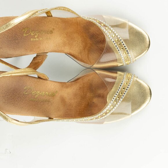 ✨ Dezario Gold Clear Lucite Slingback Heels Size 9.5M – Made in USA - Picture 6 of 9